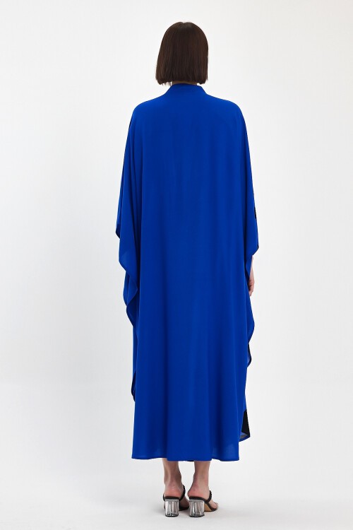 1033 Kadın Hakim Yaka Düğme Kapamalı Nakış Detaylı Cepli Büyük Beden Gömlek Elbise