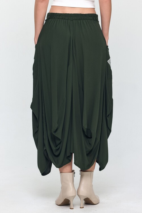 900 Nakış Detaylı Bağcıklı Cepli Şalvar Etek