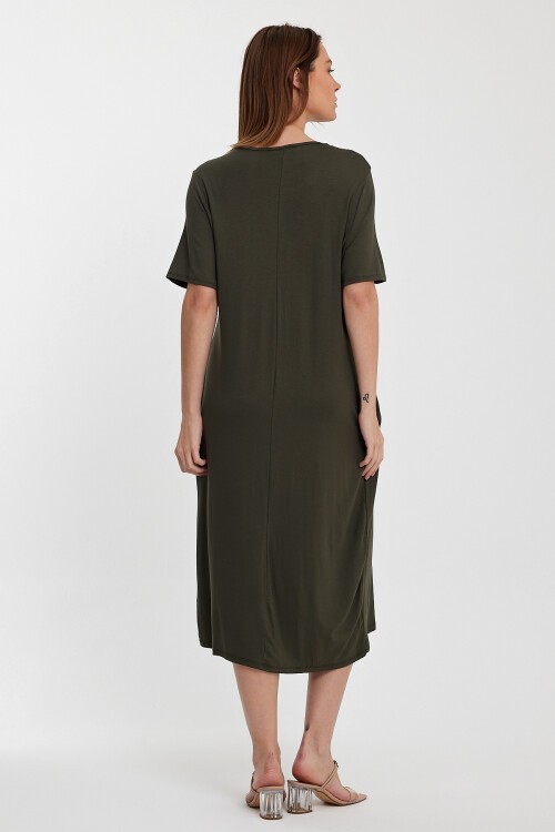 997 Kadın Figür Detaylı Penye Viskon Elbise