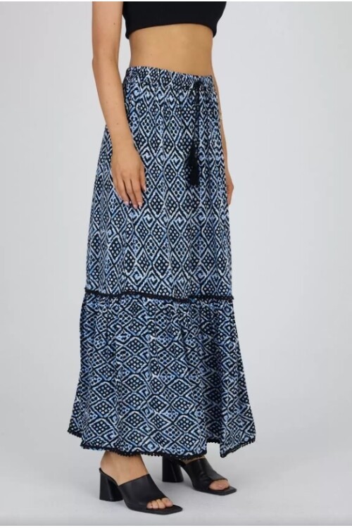 V068 Kadın Güpür Detaylı Bel Lastikli Salaş Etek