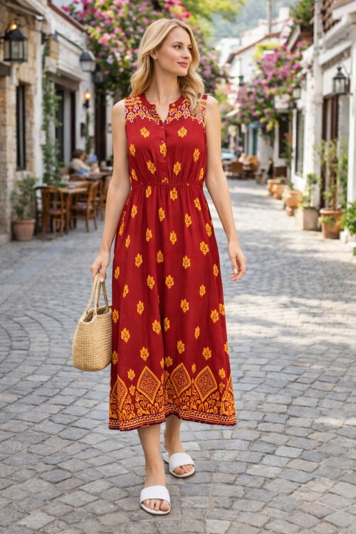 V141 Kadın Askılı Bele Kadar Şeffaf Düğme Deteylı Elbise