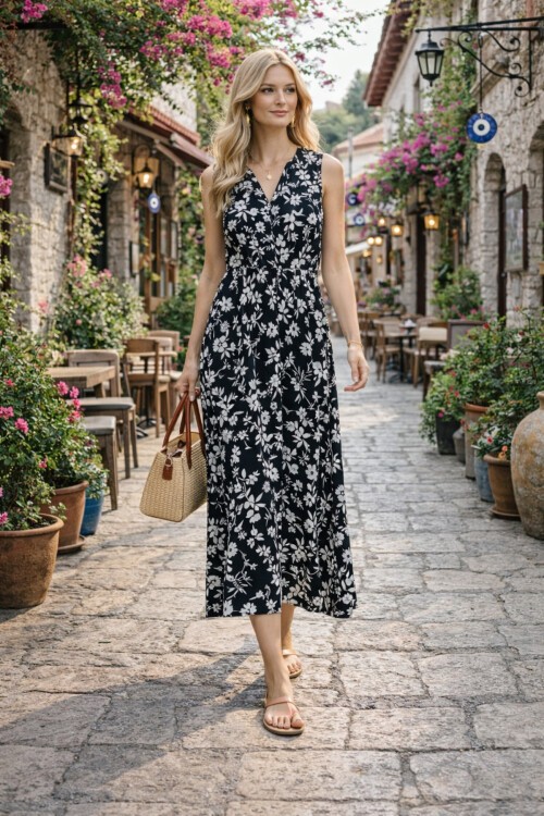 V141 Kadın Askılı Bele Kadar Şeffaf Düğme Deteylı Elbise