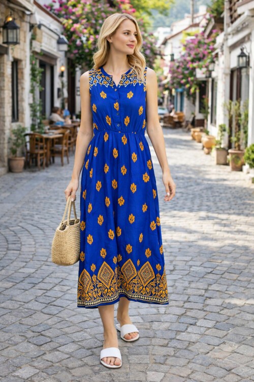 V141 Kadın Askılı Bele Kadar Şeffaf Düğme Deteylı Elbise