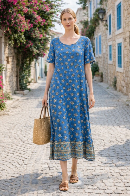 V144 Kadın Kollu Eteği Sulu Elbise