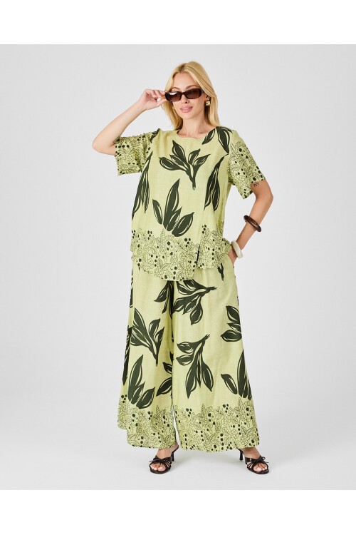 V201 Kadın Yuvarlak Yaka Cepli Bel Lastikli Alt Üst Takım