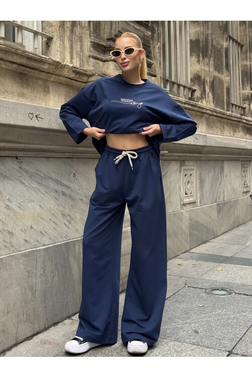 V227 Lacivert Nakışlı Oysho Takım