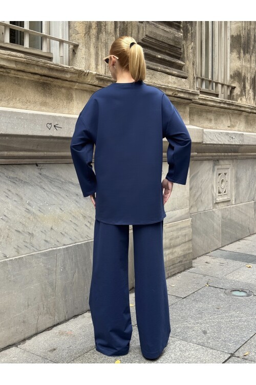V227 Lacivert Nakışlı Oysho Takım