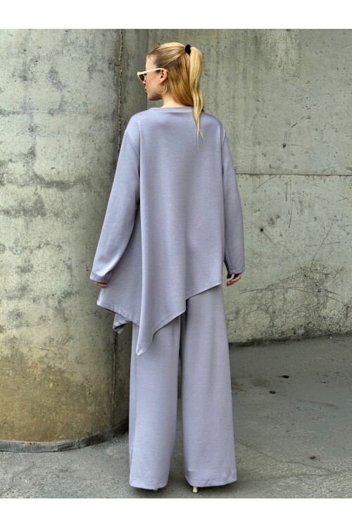 V231 Gri Yırtmaçlı Oysho Takım