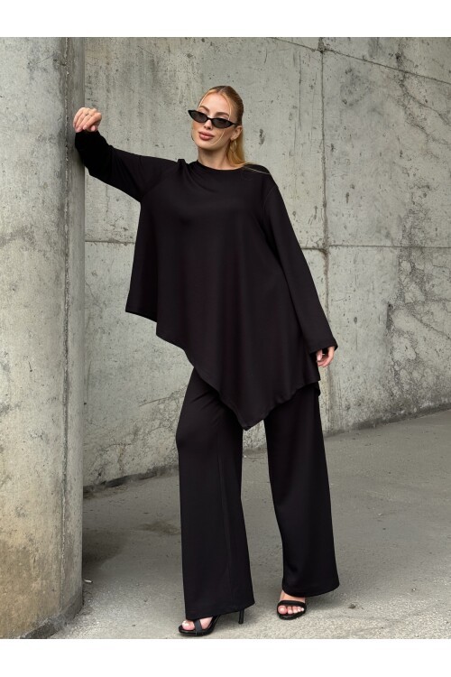 V231 Siyah Yırtmaçlı Oysho Takım