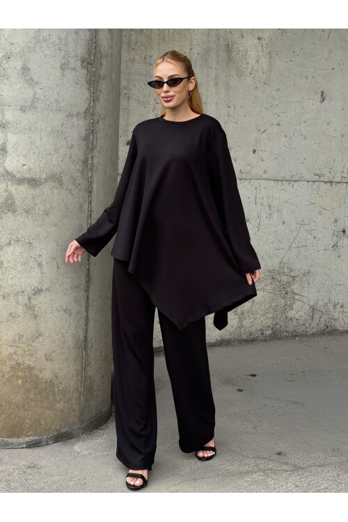 V231 Siyah Yırtmaçlı Oysho Takım