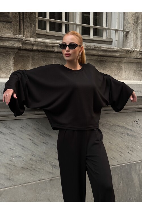 V232 Siyah Yarasa Kol Oysho Takım