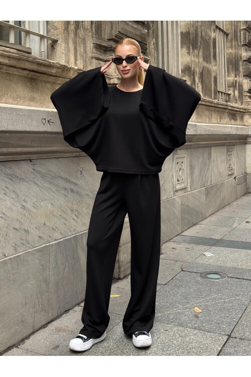 V232 Siyah Yarasa Kol Oysho Takım