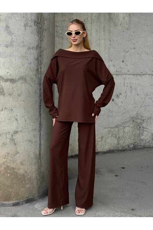 V234 Kahve Madonna Yaka Oysho Takım