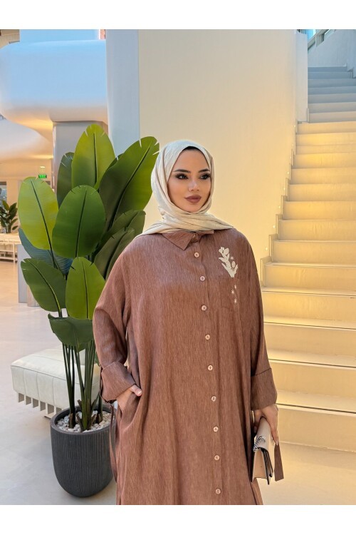 V264 K.Kahve Cep Nakışlı Tensel Takım