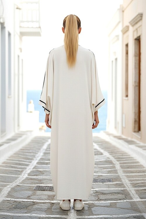 V272 Nakışlı Kimono Keten Takım