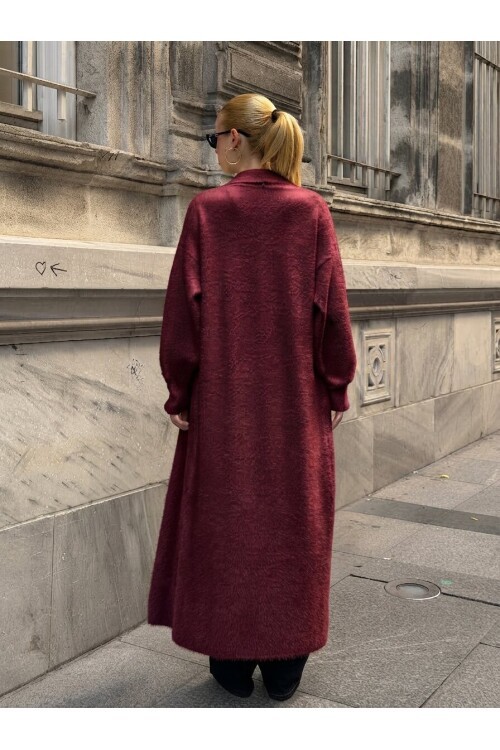 T3372 Bordo Uzun Hırka