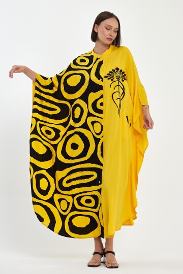 1033 Kadın Hakim Yaka Düğme Kapamalı Nakış Detaylı Cepli Büyük Beden Gömlek Elbise