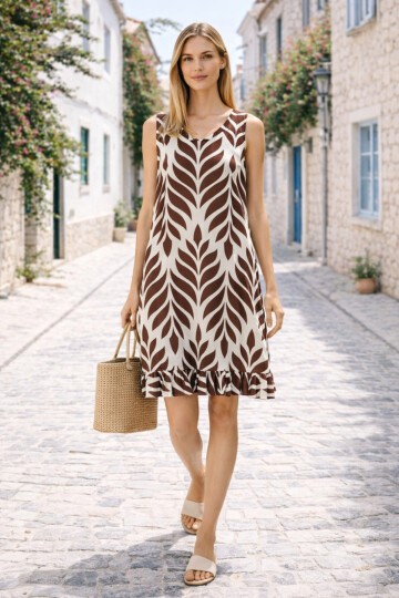 V12 Kadın Askılı Eteği Fırfırlı Elbise