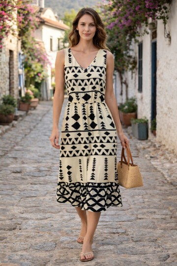 V133 Asklılı Beli Lastikli Elbise