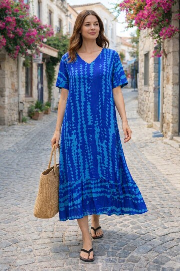 V14 Kadın Kollu Eteği Fırfırlı Elbise