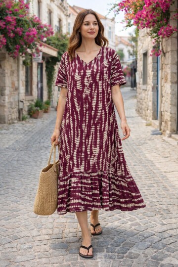 V14 Kadın Kollu Eteği Fırfırlı Elbise