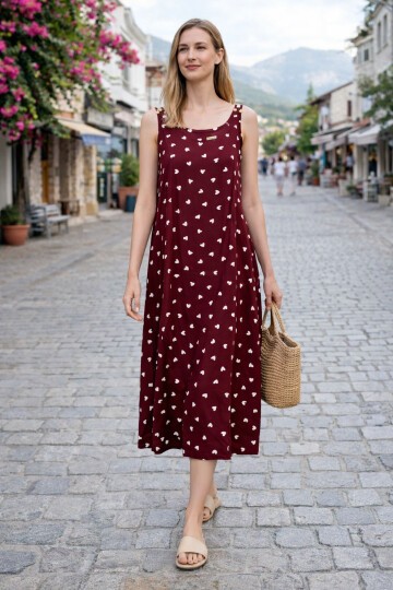 V154 Askılı Omzu Boncuk Detaylı Elbise