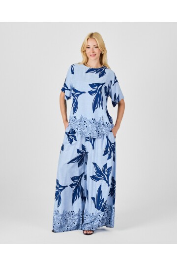 V201 Kadın Yuvarlak Yaka Cepli Bel Lastikli Alt Üst Takım