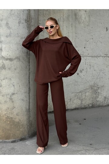 V234 Kahve Madonna Yaka Oysho Takım