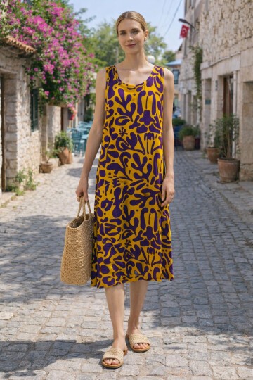 V9 Kadın Askılı Bisiklet Yaka Elbise