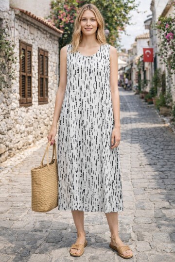 V9 Kadın Askılı Bisiklet Yaka Elbise