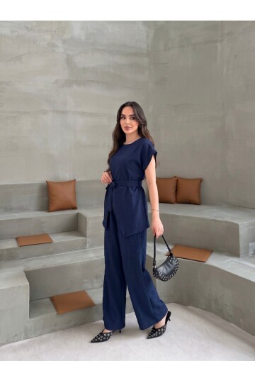 V232 Lacivert Yarım Kol Tarak Boşluğu Takım